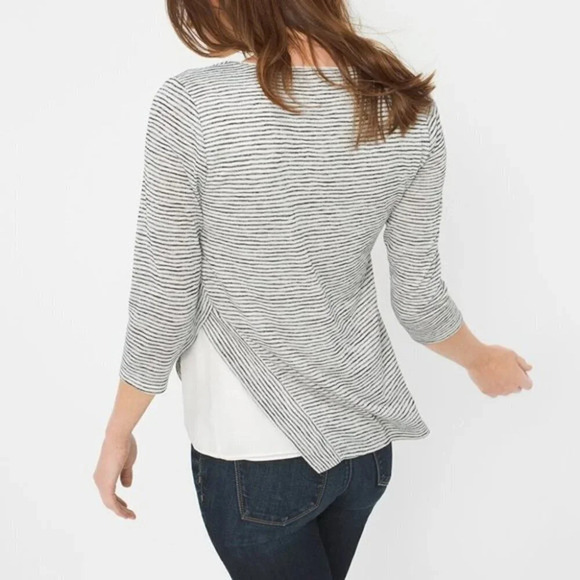 WHBM Black Knit Striped Knit Top Size Small - Picture 2 of 7